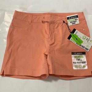 djeans recycled twill high waist short coral haze color size 14